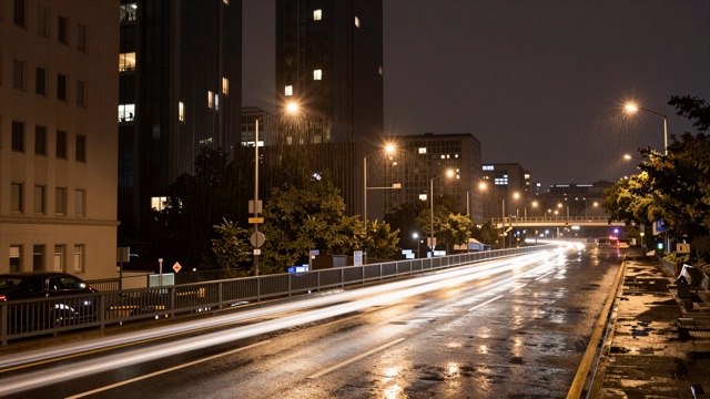 Autoroute pluie lumières